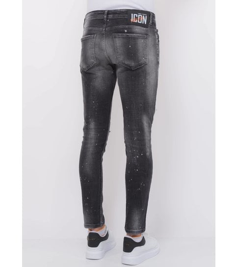 Local Fanatic Distressed Jeans Stonewash Heren - Slim Fit -1087- Zwart