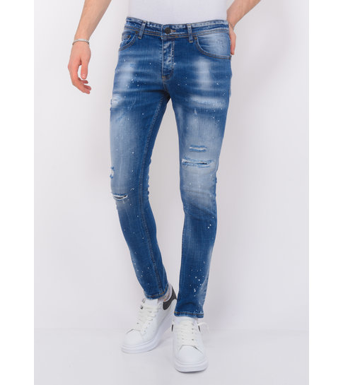 Local Fanatic Blue Ripped Stretch Jeans Heren - Slim Fit -1080- Blauw