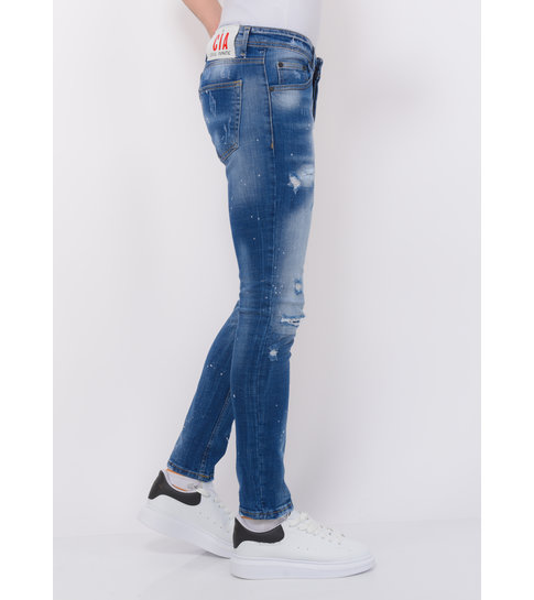 Local Fanatic Blue Ripped Stretch Jeans Heren - Slim Fit -1080- Blauw