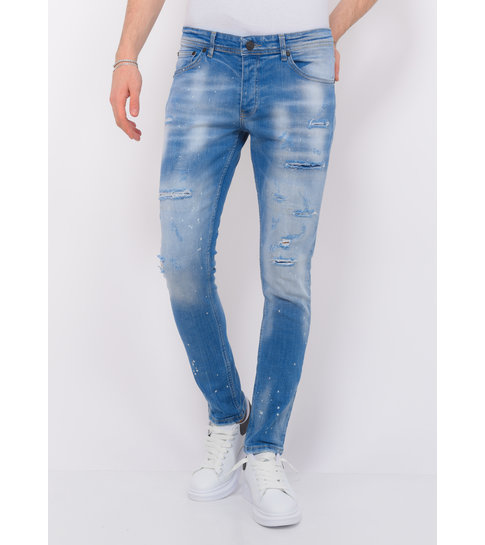 Local Fanatic Blue Ripped SkaterJeans Heren - Slim Fit -1078- Blauw