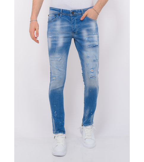 Local Fanatic Blue Ripped SkaterJeans Heren - Slim Fit -1078- Blauw