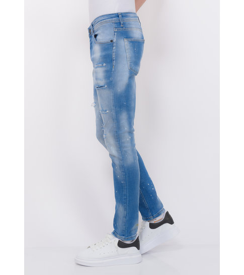 Local Fanatic Blue Ripped SkaterJeans Heren - Slim Fit -1078- Blauw