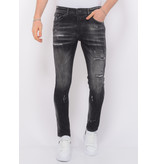 Local Fanatic Stonewashed Ripped Mannen Jeans - Slim Fit -1085- Zwart