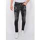 Paint Splatter Destroy Jeans Stonewash Heren - Slim Fit -1084- Zwart