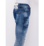 Local Fanatic Paint Splatter Stonewashed Jeans Mens - Slim Fit -1079- Blauw