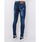 Local Fanatic  Stretch Denim with Paint Splash Heren - Slim Fit -1074- Blauw