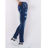 Local Fanatic  Stretch Denim with Paint Splash Heren - Slim Fit -1074- Blauw