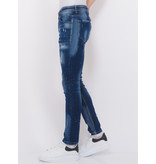 Local Fanatic Men's Paint Splatter Stonewashed Jeans - Slim Fit -1077- Blauw