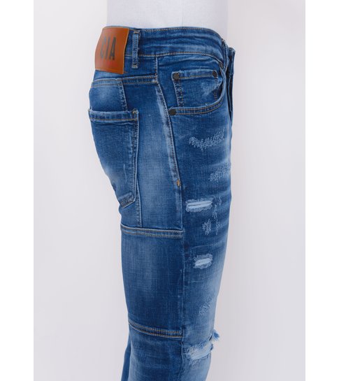 Local Fanatic Distressed Ripped Jeans Heren - Slim Fit -1082- Blauw