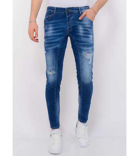 Local Fanatic Distressed Ripped Jeans Heren - Slim Fit -1082- Blauw