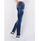 Local Fanatic Designer Jeans With Paint Splatter Heren - Slim Fit -1072- Blauw
