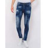 Local Fanatic Designer Jeans With Paint Splatter Heren - Slim Fit -1072- Blauw