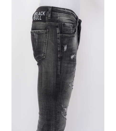Local Fanatic Destroyed Jeans  with Paint Splatter Heren - Slim Fit -1086- Zwart