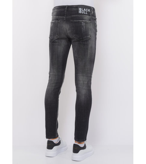 Local Fanatic Destroyed Jeans  with Paint Splatter Heren - Slim Fit -1086- Zwart