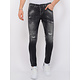 Destroyed Jeans  with Paint Splatter Heren - Slim Fit -1086- Zwart