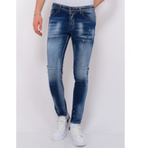 Local Fanatic Paint Splash Ripped Jeans Heren - Slim Fit -1071- Blauw