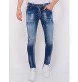 Local Fanatic Paint Splash Ripped Jeans Heren - Slim Fit -1071- Blauw