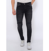 TRUE RISE Gescheurde Jeans Heren Slim Fit -DC-049- Zwart