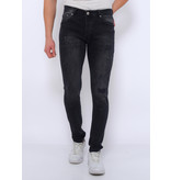 TRUE RISE Ripped Heren Jeans Versleten Slim Fit -DC-050- Zwart