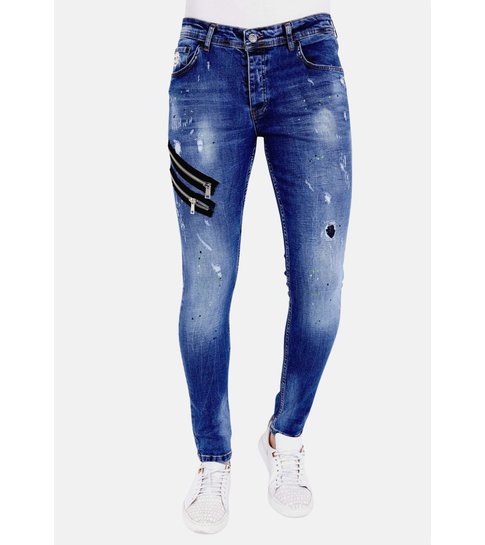 Local Fanatic Exclusive Jeans Heren Verfspatten - 1002 - Blauw