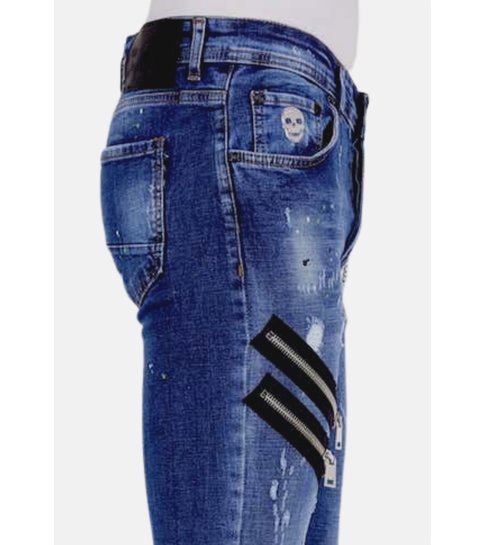 Local Fanatic Exclusive Jeans Heren Verfspatten - 1002 - Blauw