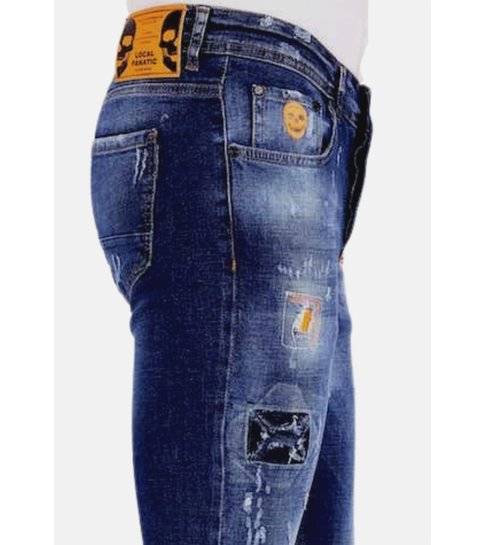 Local Fanatic Exclusieve Broek met Verfspatten Heren - 1006 - Blauw