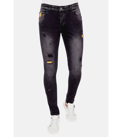 LF Exclusieve Broek met Gaten en Verfspatten - 1028 - Zwart