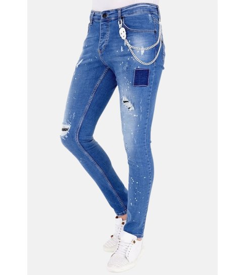 LF Exclusieve Jeans met Verfspatten Heren - 1031- Blauw