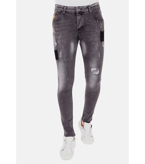 LF Exclusieve Grijze Jeans met Verfspatten Heren - 1034 - Grijs