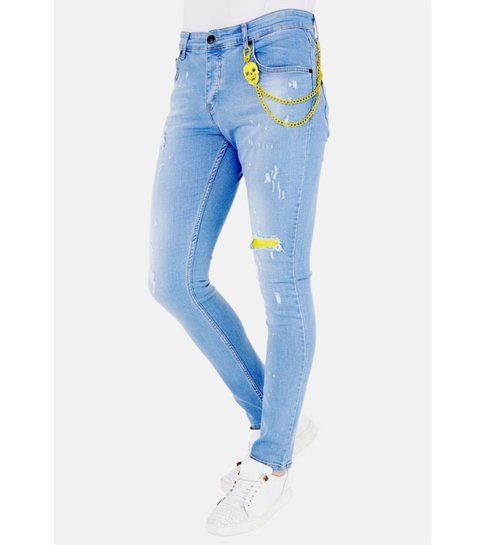 LF Exclusieve Lichtblauwe Jeans met Gaten Heren - 1024- Blauw