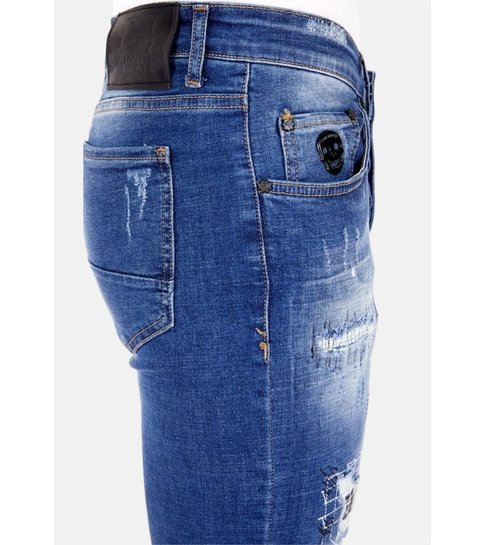 LF Exclusieve  Slim fit Jeans Verfspatten Heren  - 1035 - Blauw