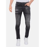 Local Fanatic Stonewashed Ripped Mannen Jeans - Slim Fit -1085- Zwart