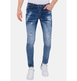 Local Fanatic Paint Splatter Stonewashed Jeans Mens - Slim Fit -1079- Blauw