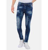 Local Fanatic Designer Jeans With Paint Splatter Heren - Slim Fit -1072- Blauw