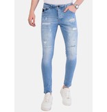 Local Fanatic Heren Slim Fit Jeans met Scheuren - 1058 - Blauw