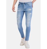 Local Fanatic Heren Slim Fit Jeans met Scheuren - 1058 - Blauw