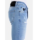 Local Fanatic Heren Slim Fit Jeans met Scheuren - 1058 - Blauw