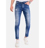 Local Fanatic Broek met Verfspatten Heren Slim Fit - 1063 - Blauw