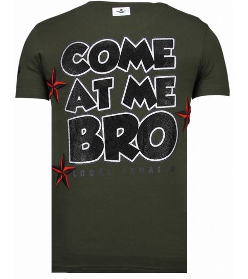 Local Fanatic Fight Club Spike - Rhinestone T-shirt - Khaki