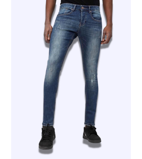 TRUE RISE Skinny Basic Jeans - Man Spijkerbroek Washed - D3021 - Blauw