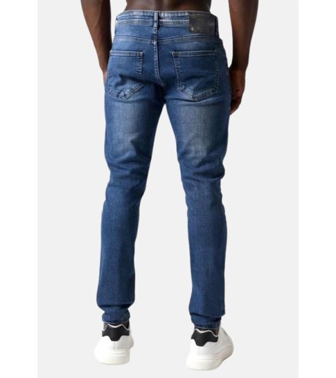 TRUE RISE Klassieke Heren Jeans Slim Fit - DC-018 - Blauw