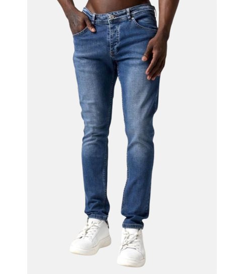 TRUE RISE Klassieke Heren Jeans Slim Fit - DC-018 - Blauw