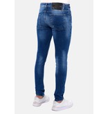 TRUE RISE Heren Broek met Gaten Slim Fit -DC-044- Blauw