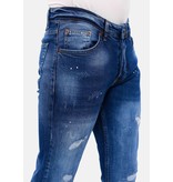 TRUE RISE Heren Broek met Gaten Slim Fit -DC-044- Blauw