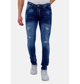 TRUE RISE Heren Broek met Gaten Slim Fit -DC-044- Blauw