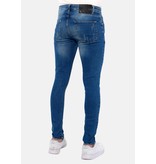 TRUE RISE  Slim Fit Strech Jeans Heren Ripped -DC-045- Blauw
