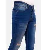 TRUE RISE Ripped Jeans Heren Slim Fit Strech -DC-046- Blauw