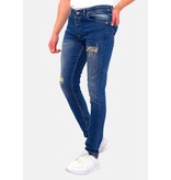 TRUE RISE Ripped Jeans Heren Slim Fit Strech -DC-046- Blauw