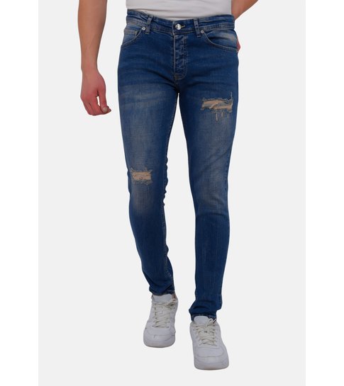 TRUE RISE Ripped Jeans Heren Slim Fit Strech -DC-046- Blauw