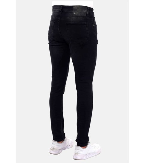 TRUE RISE Gescheurde Jeans Heren Slim Fit -DC-049- Zwart